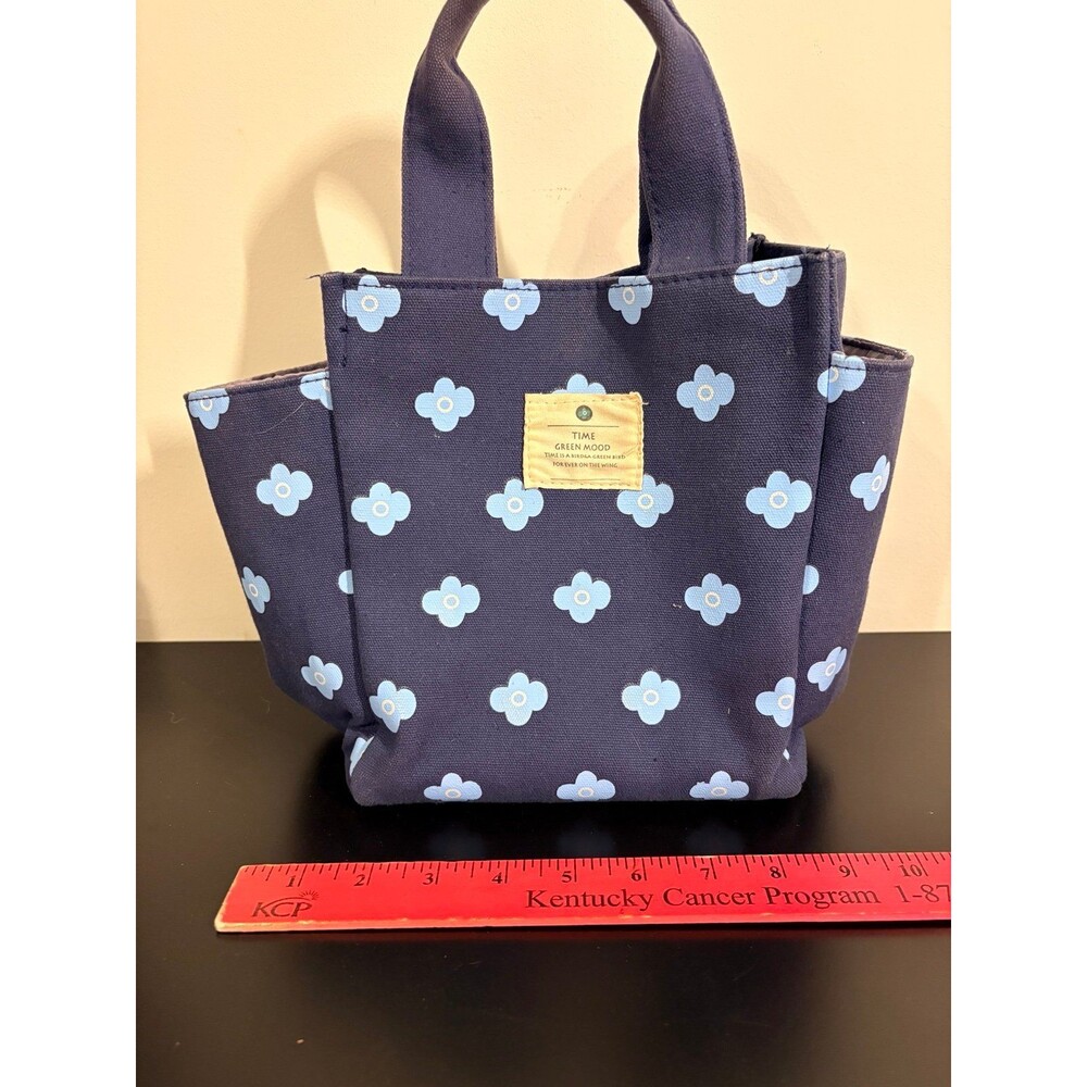 Lunch/Tote bag blue with baby blue flowers